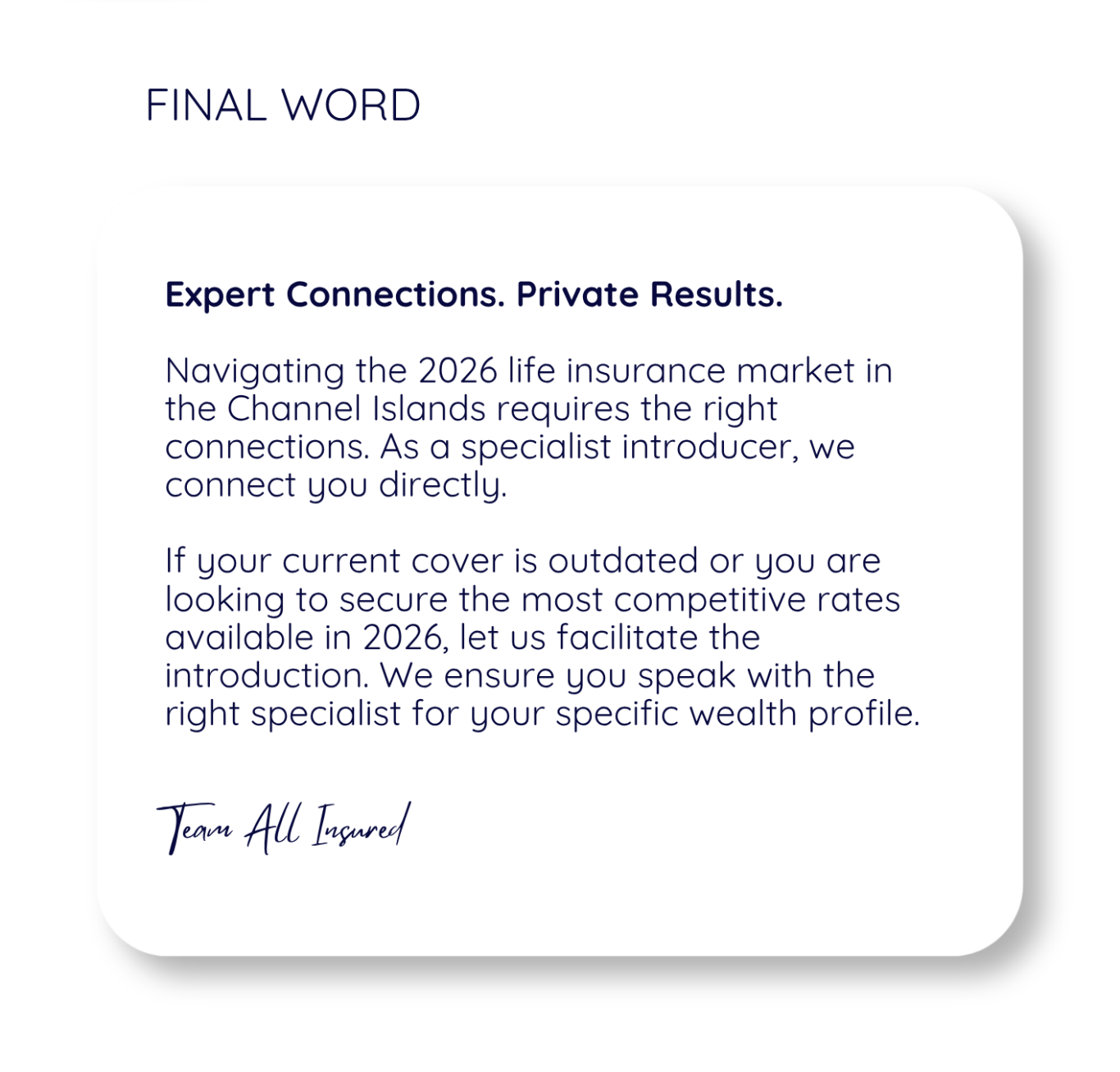 Building trust and confidence through expert life insurance advice in the Channel Islands 2026